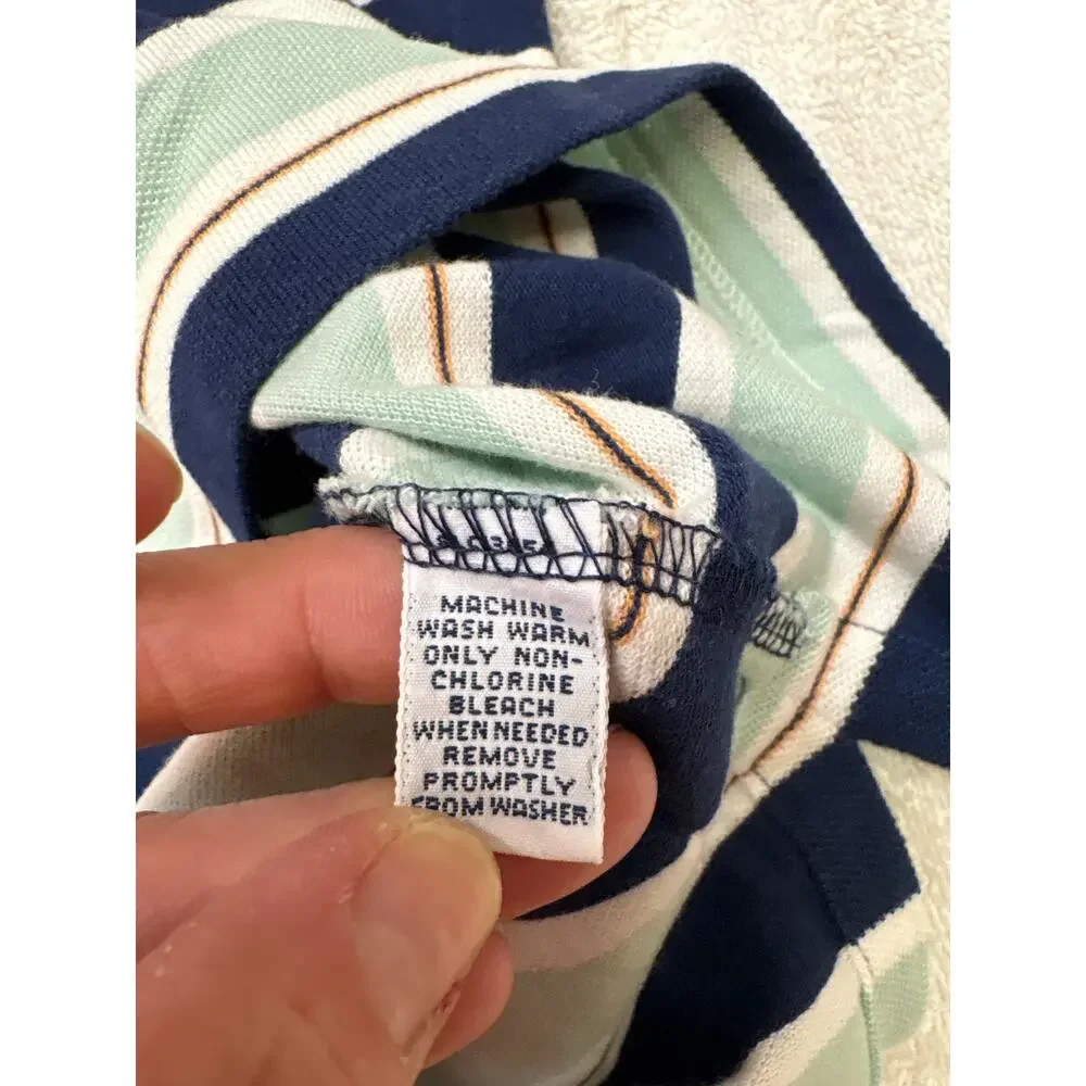Vintage Polo Ralph Lauren Shirt Mens XL Blue Green Striped Short Sleeve Preppy